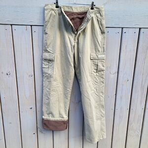 Wrangler Men's Fleece-Lined Cargo Pants Sz. 34x32 Khaki Color Work Hiking Snow